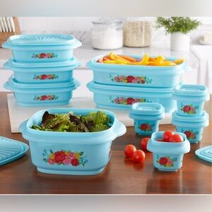 The Pioneer Woman 20 Piece Plastic Food Storage Container Variety Set,Sweet Rose